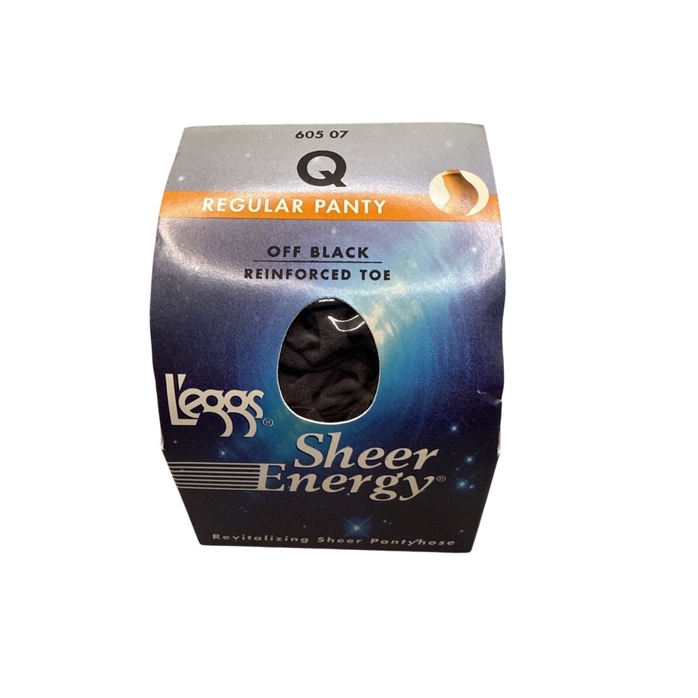 L'eggs Sheer Energy Size Q Off Black‎ 60507 Regular Panty Reinforced Toe NOS